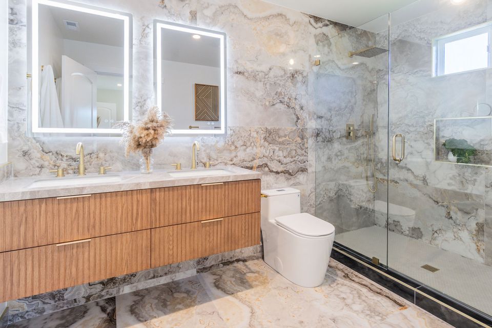 Bathroom vanity and shower, San Carlos